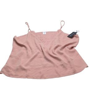 Melrose & Market Blush Pink Eyelash Lace Trim Lined Cami Size XXL